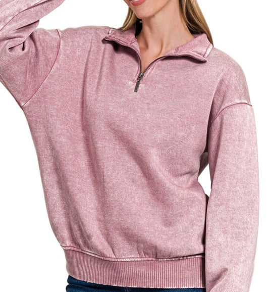 LT ROSE ACID WASH PULLOVER