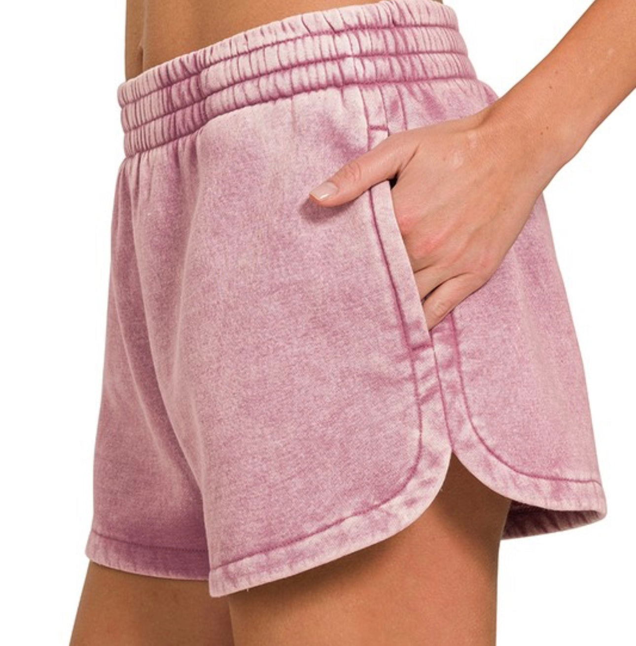 LT ROSE ACID WASH SHORTS