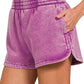 PLUM ACID WASH SHORTS